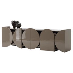 Modern Glossy Sideboard Buffet Cabinet Mogg Shape 240 cm RAL 7006 Bauhaus Style