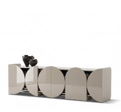 Modern Glossy Sideboard Buffet Cabinet Mogg Shape 240 cm RAL 7044 Bauhaus Style