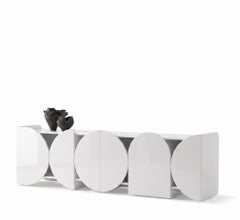 Buffet moderne brillant, modèle Mogg, 240 cm, RAL 9016, style Bauhaus