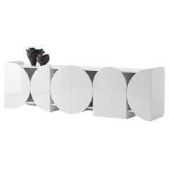 Modern Glossy Sideboard Buffet Cabinet Mogg Shape 240 cm RAL 9016 Bauhaus Style