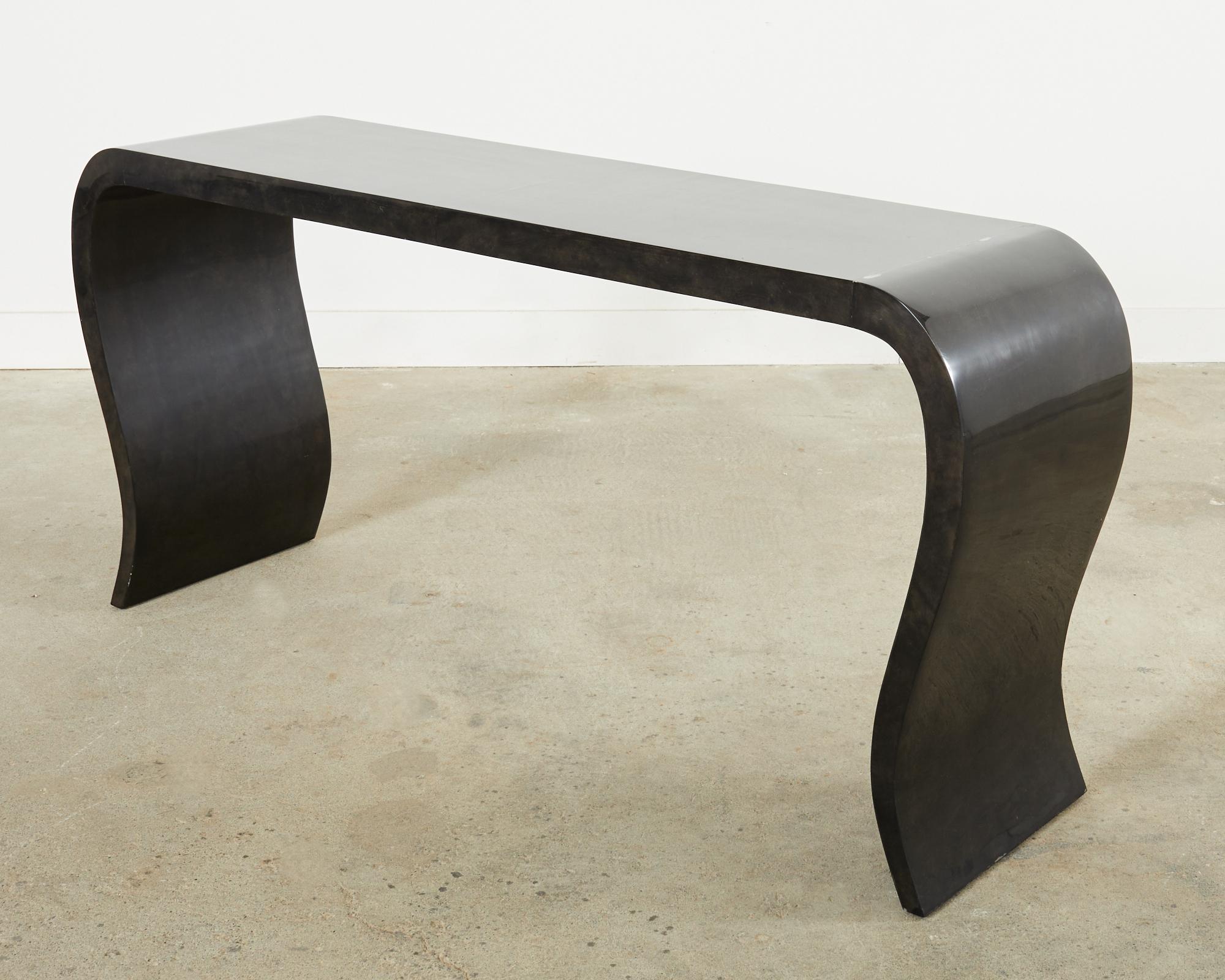 Modern Goatskin Parchment Veneered Console Table by Scala 3