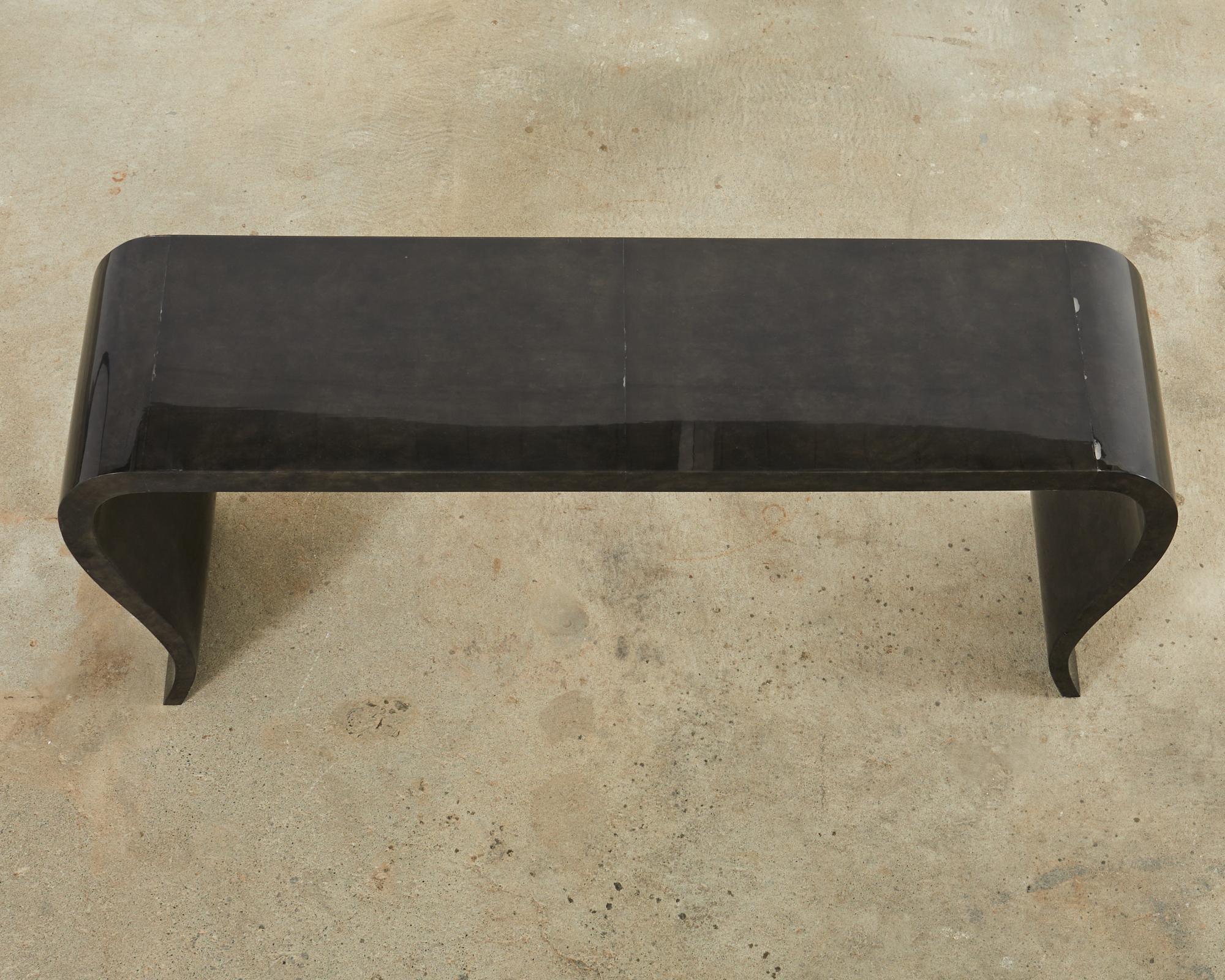 Contemporary Modern Goatskin Parchment Veneered Console Table by Scala