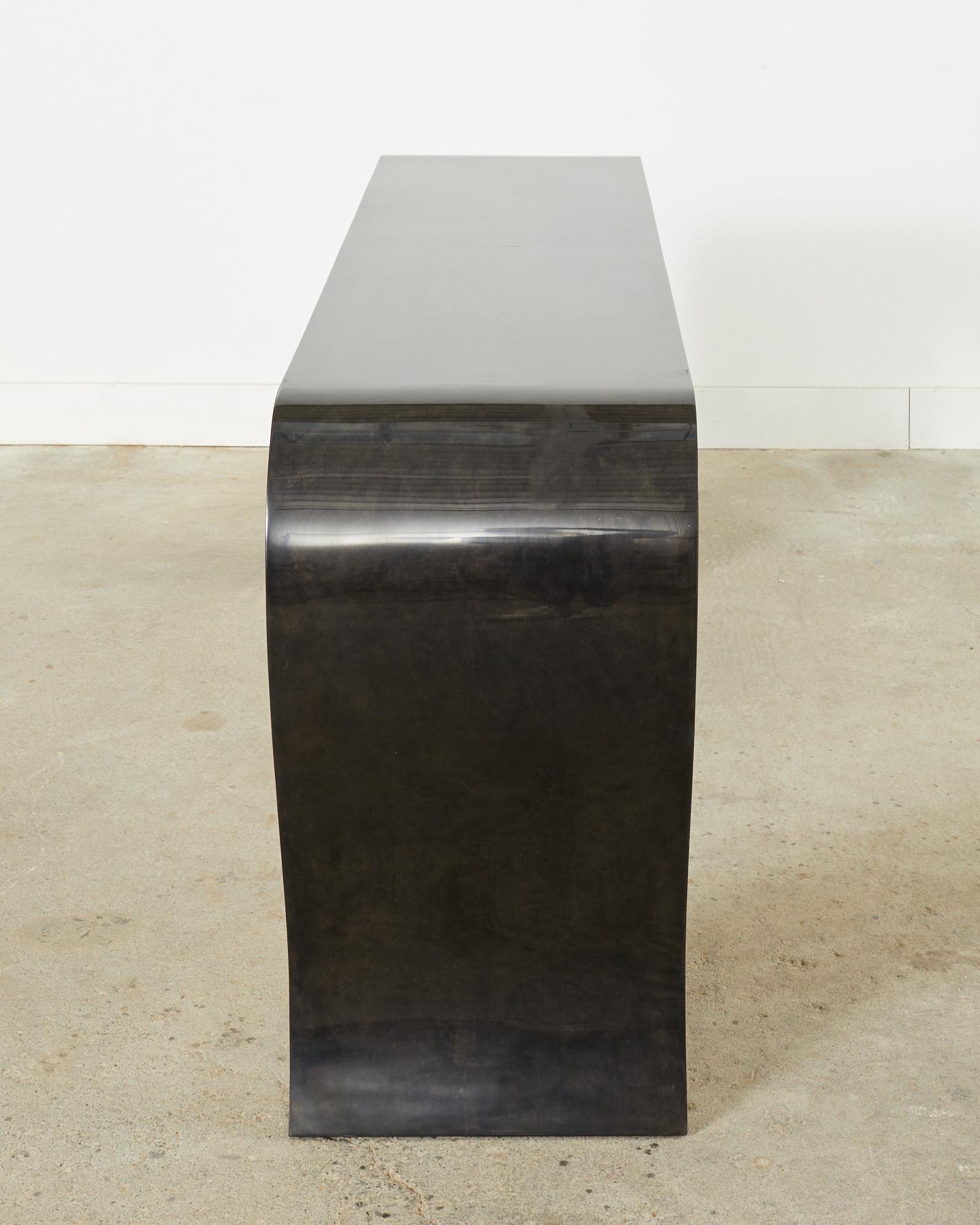 Leather Modern Goatskin Parchment Veneered Console Table by Scala