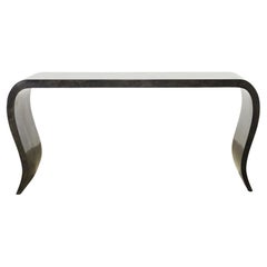 Modern Goatskin Parchment Veneered Console Table by Scala