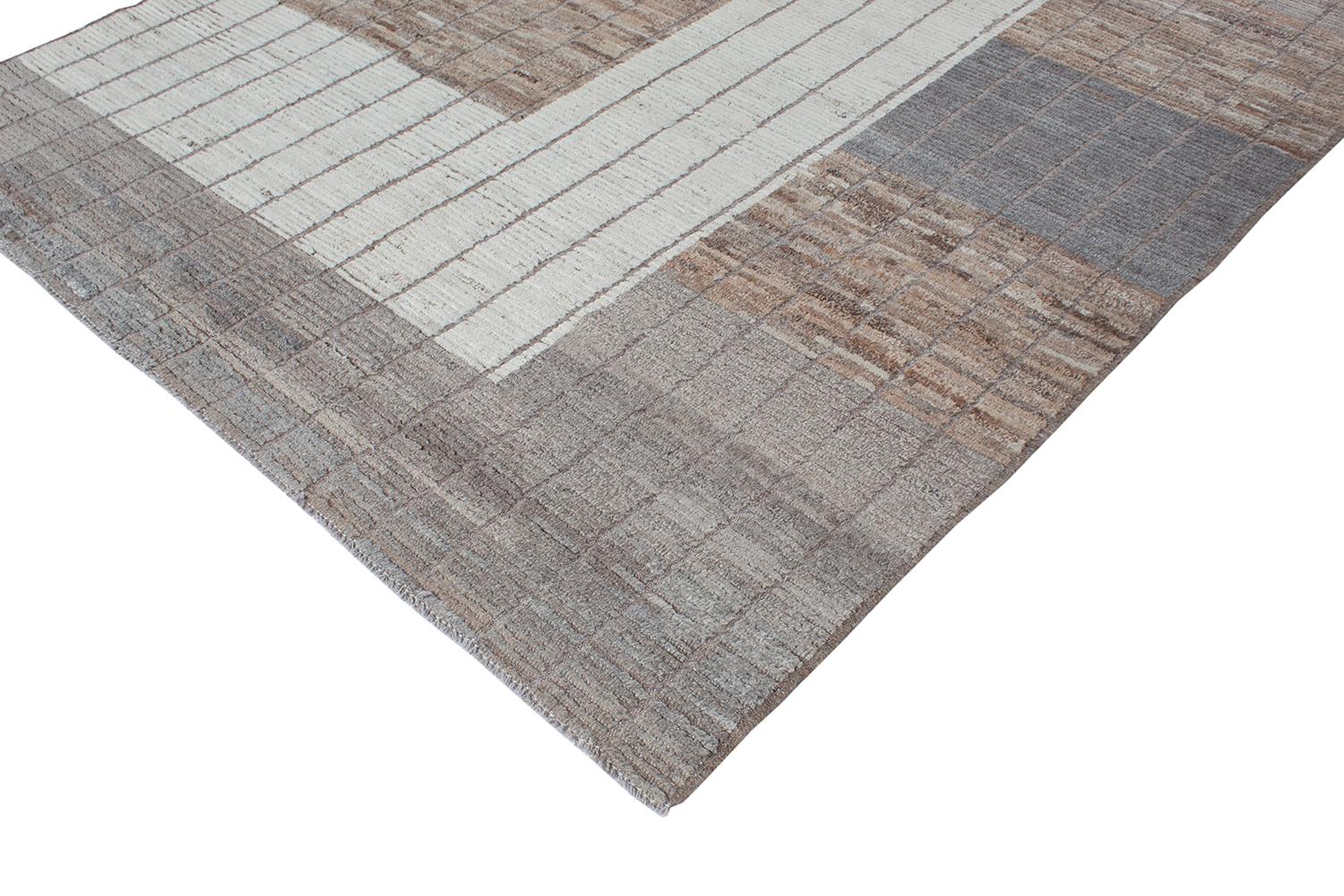 Moderner moderner geometrischer Farbblock-Teppich aus natürlicher Wolle im Zustand „Neu“ im Angebot in New York, NY