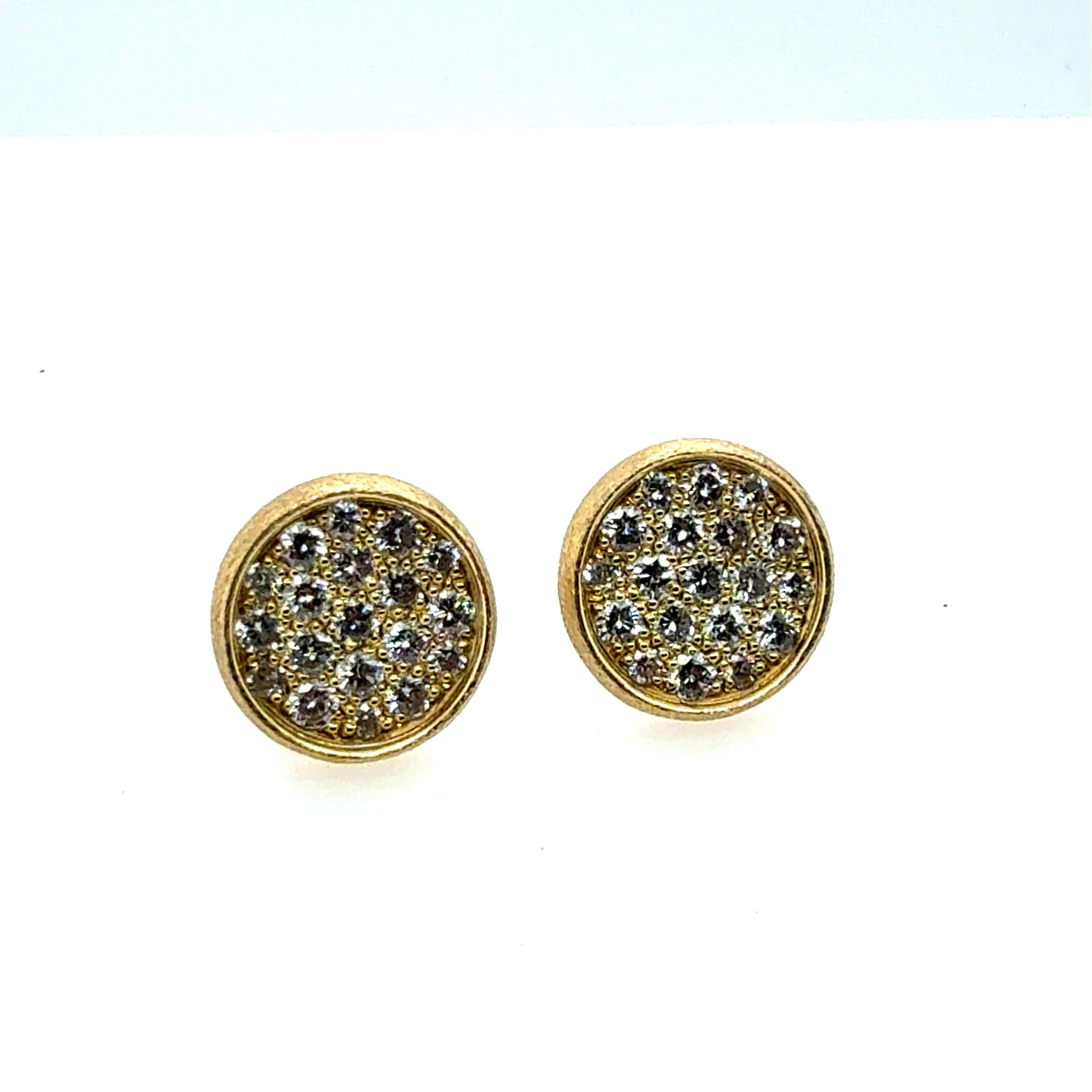 Women's Modern Gold 1.30 Carat Natural Colorless Diamond Half-Inch Round Earrings For Sale
