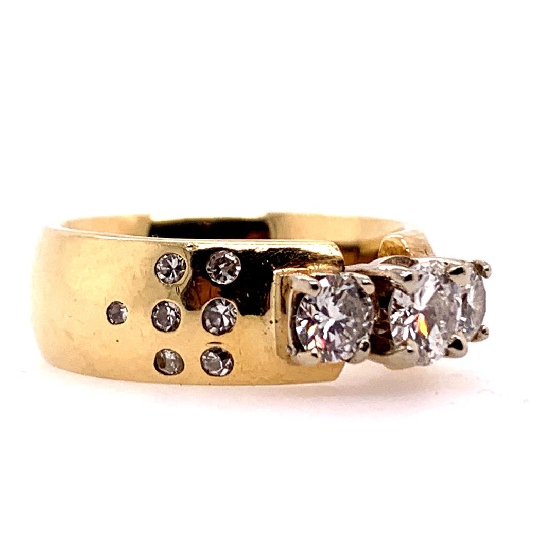 De las mujeres Anillo de compromiso de oro moderno con diamante redondo natural de 1,40 quilates y piedra preciosa de cóctel en venta