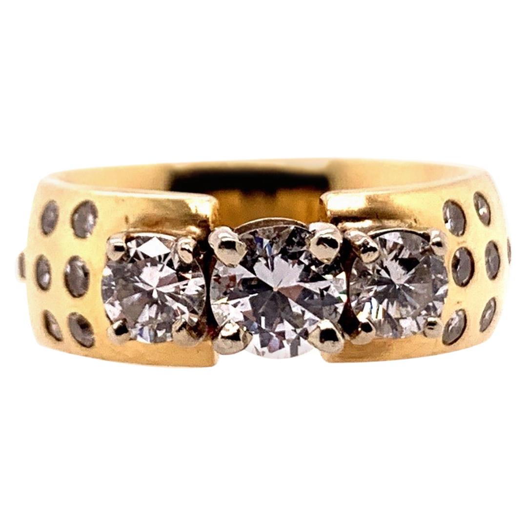 Modern Gold 1.40 Carat Natural Round Diamond Gem Stone Cocktail Engagement Ring