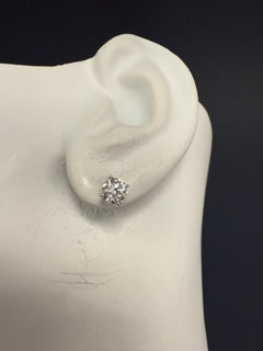 Modern Gold 1.43 Carat Natural EGL Certified E Color Diamond Stud Earrings