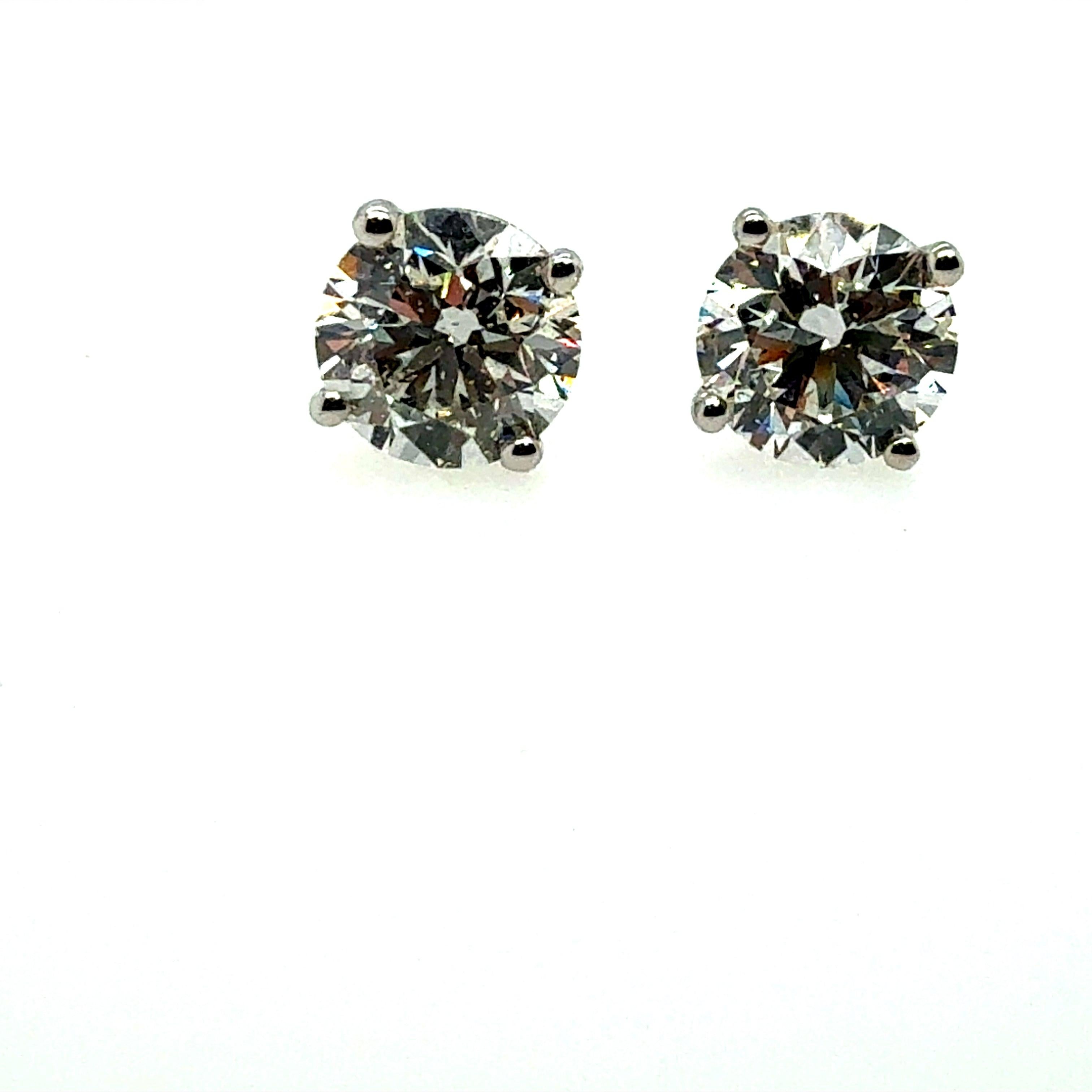 Women's Modern Gold 1.43 Carat Natural EGL Certified E Color Diamond Stud Earrings For Sale