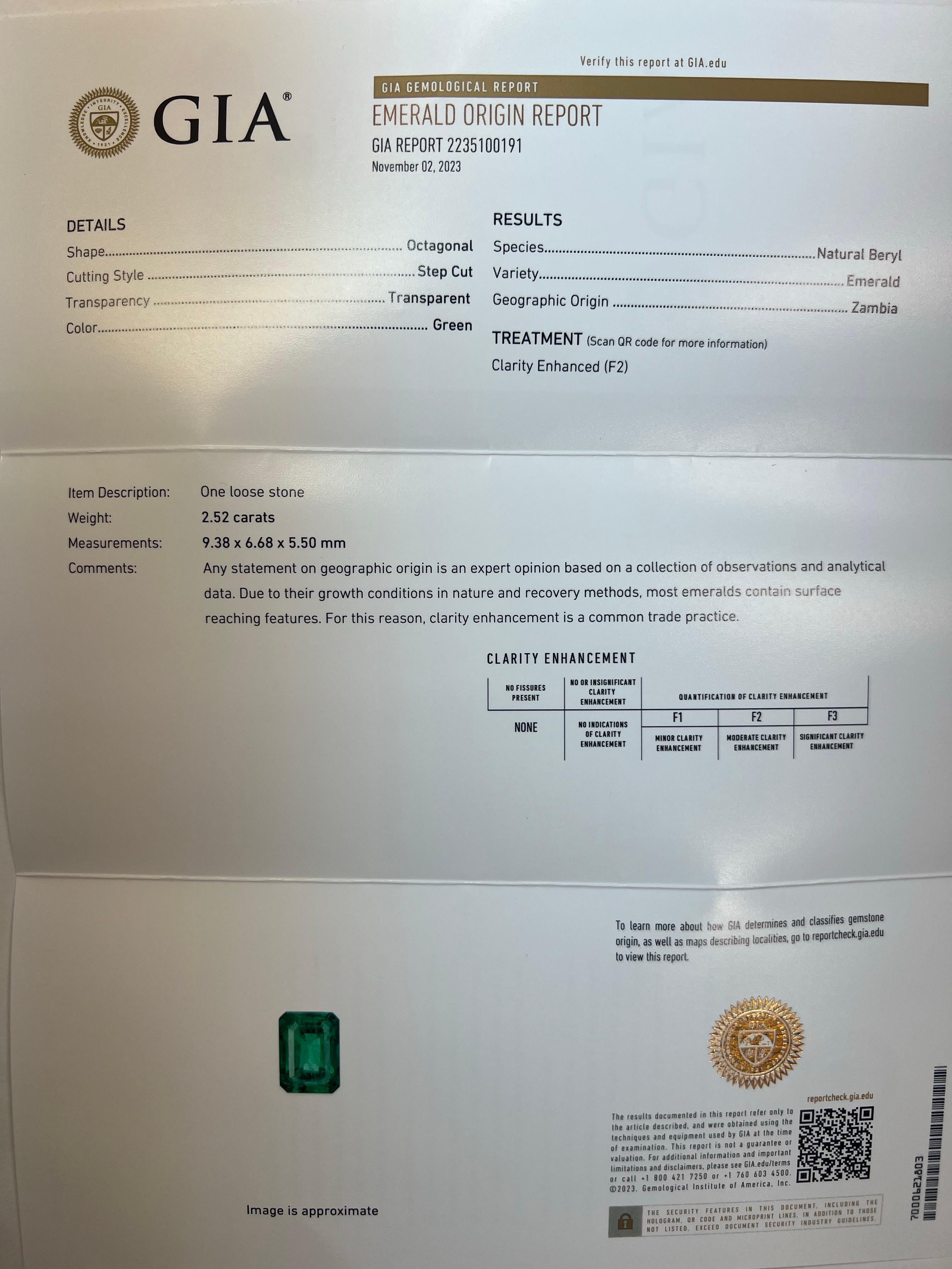 Emerald Cut Modern Gold 14.77 Carat Natural GIA Certified Zambian Emerald & Diamond Necklace For Sale