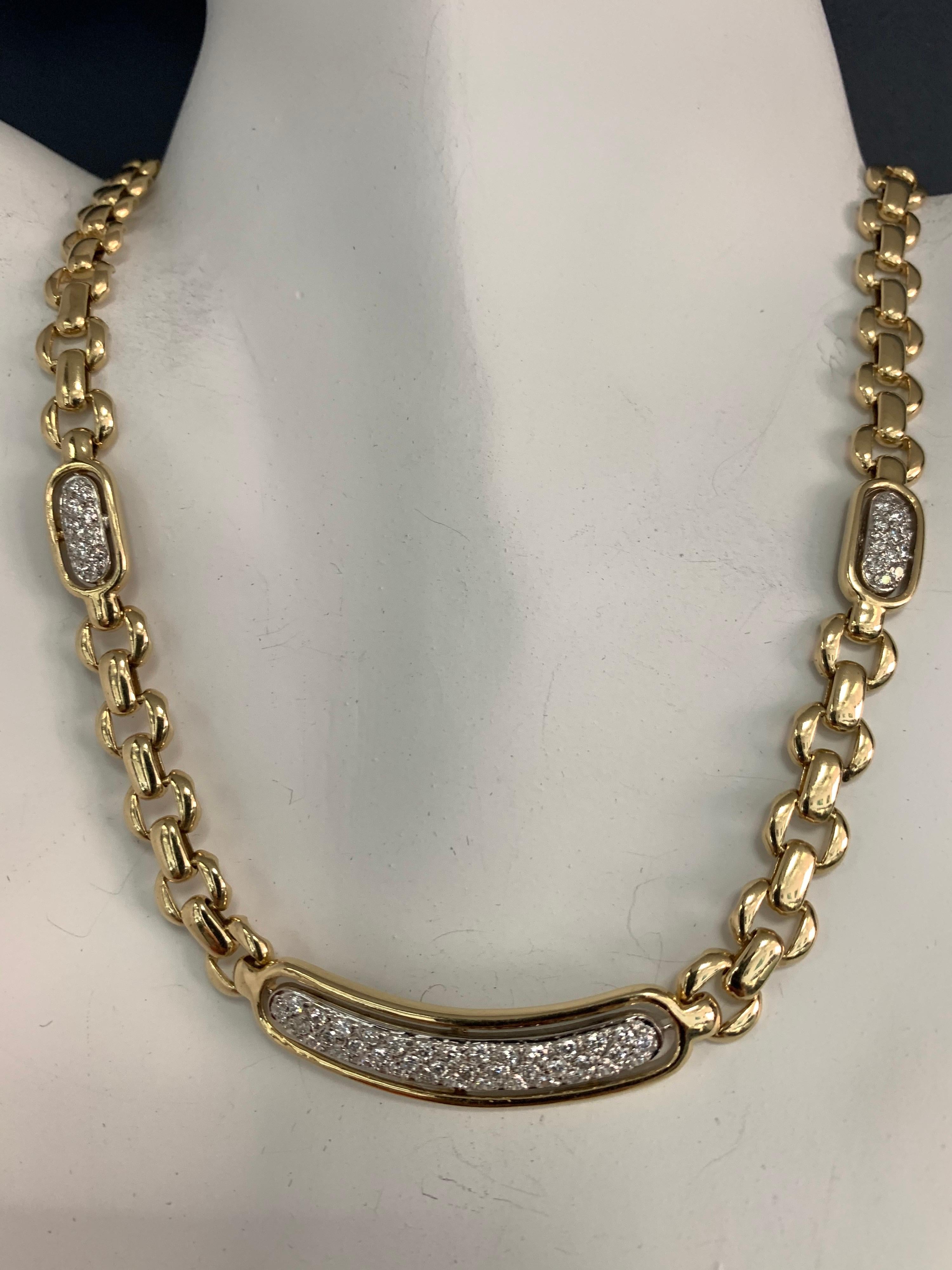 Round Cut Modern Gold 1.50 Carat Natural Round Colorless Diamond Italian Necklace, 1980