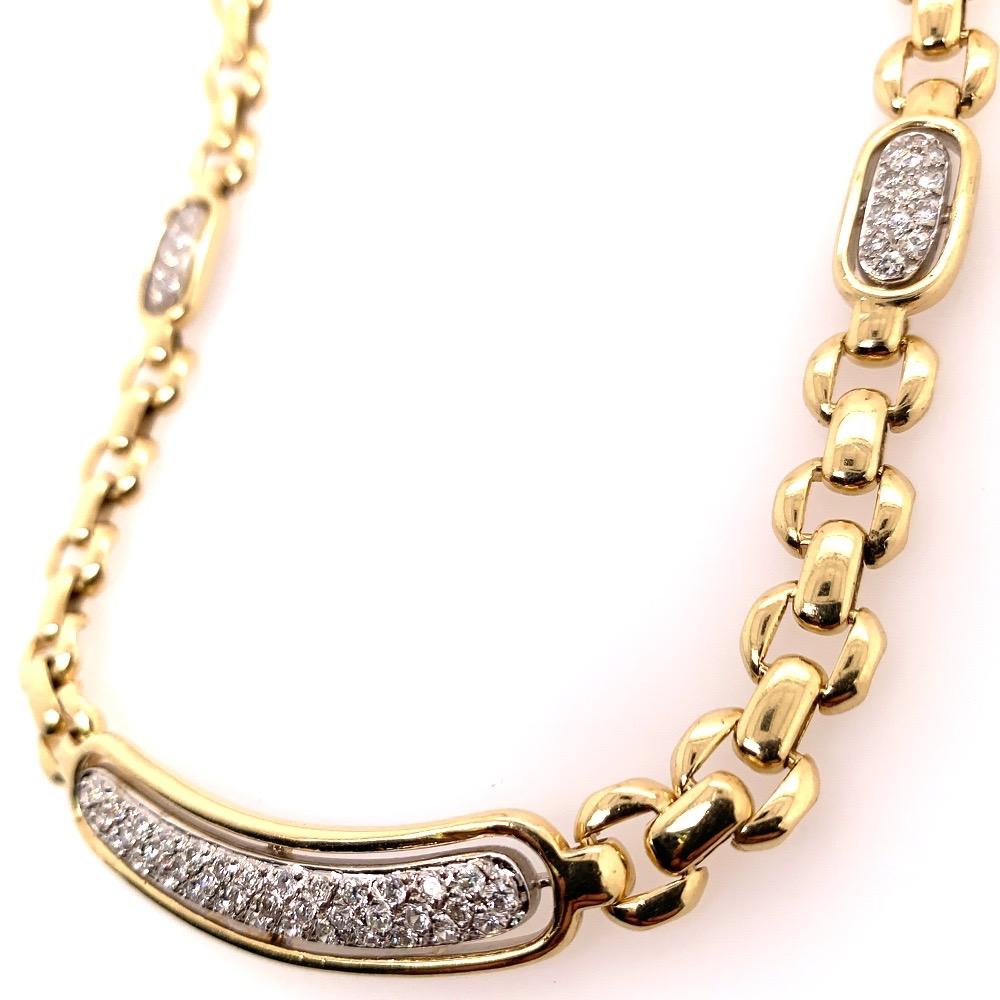 Modern Gold 1.50 Carat Natural Round Colorless Diamond Italian Necklace, 1980 In Good Condition In Los Angeles, CA