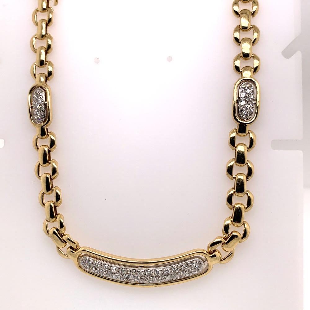 Women's Modern Gold 1.50 Carat Natural Round Colorless Diamond Italian Necklace, 1980