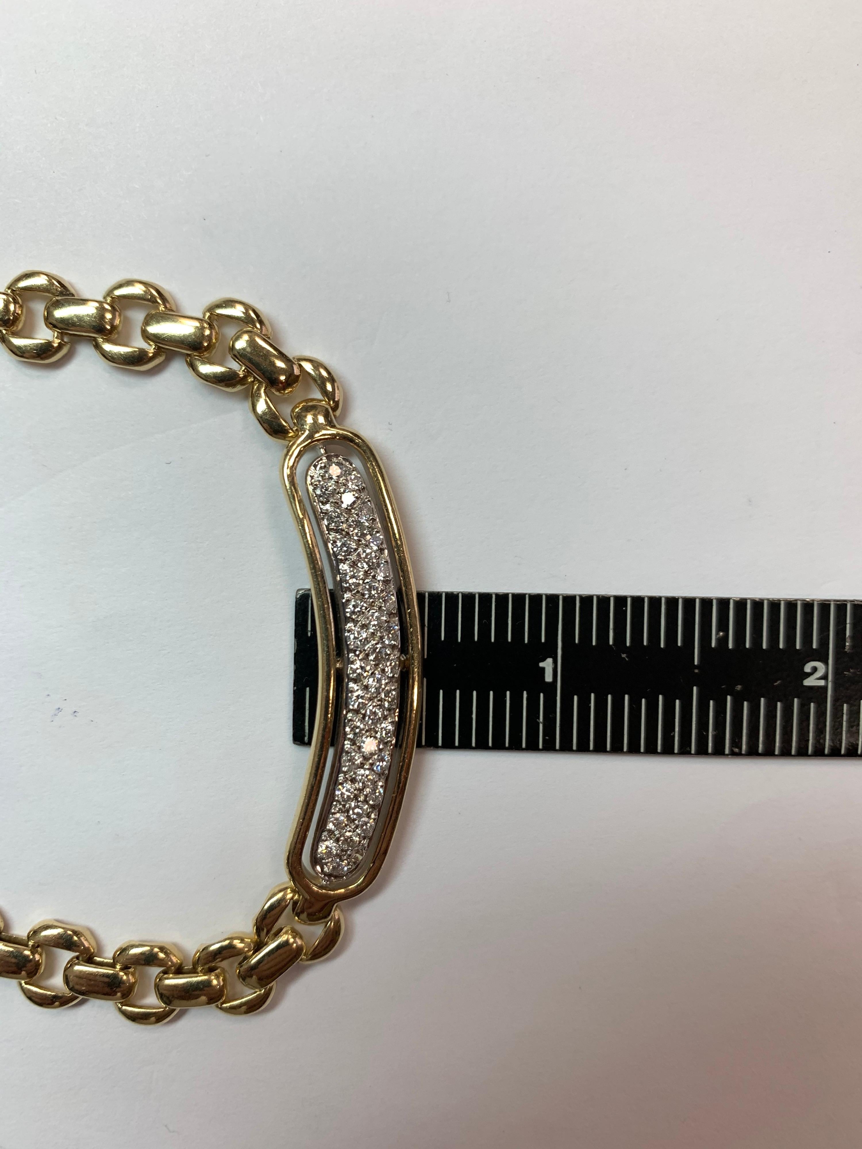 Modern Gold 1.50 Carat Natural Round Colorless Diamond Italian Necklace, 1980 2