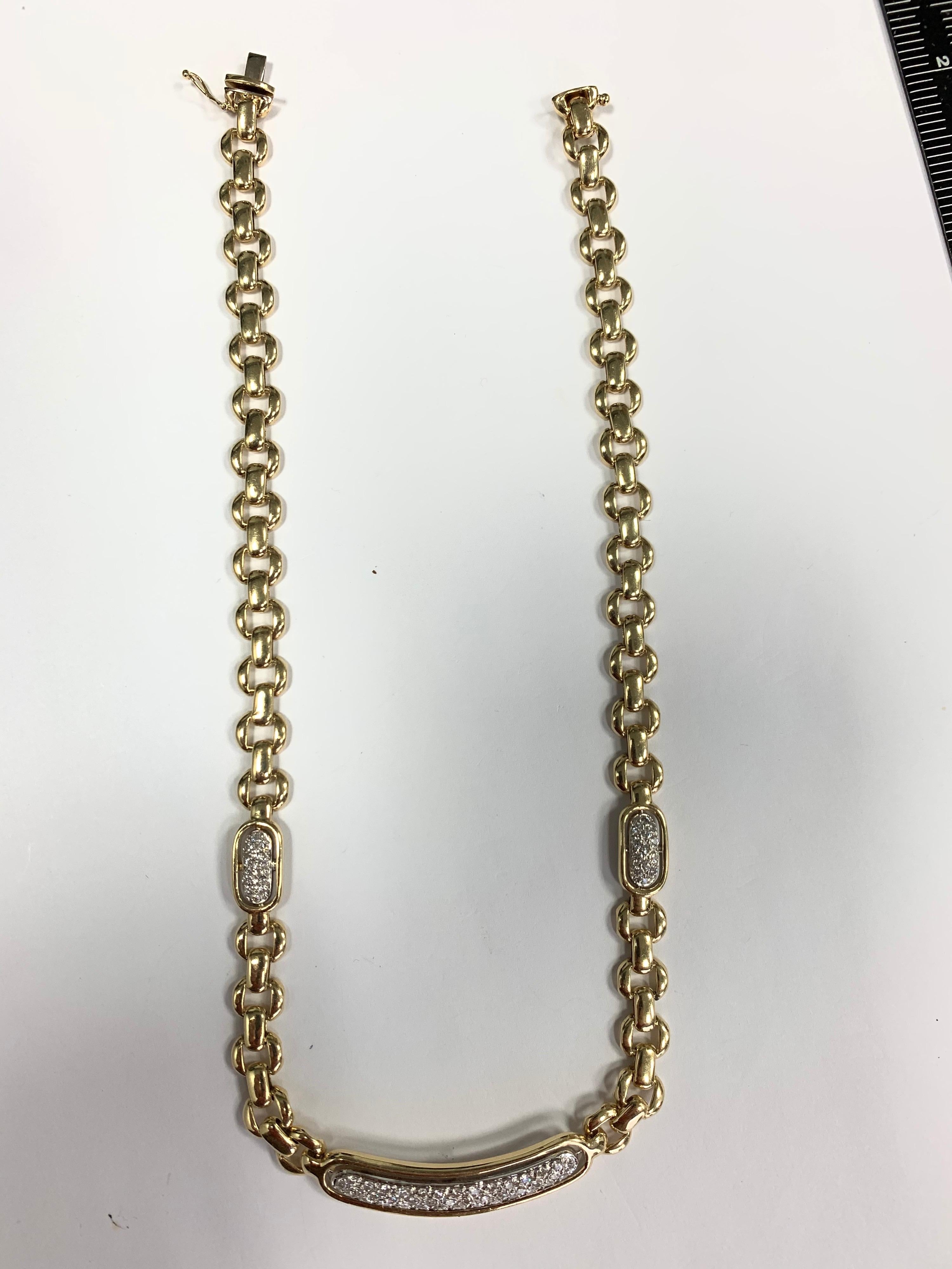 Modern Gold 1.50 Carat Natural Round Colorless Diamond Italian Necklace, 1980 4
