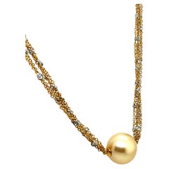 Collar de Oro Moderno con Diamante de 1 ct y Perla Dorada del Mar del Sur de 15 mm by HERCO