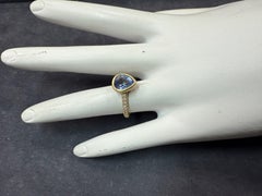 Modern Gold 2.12 Carat Pear Blue Sapphire & Natural Diamond Statement Ring
