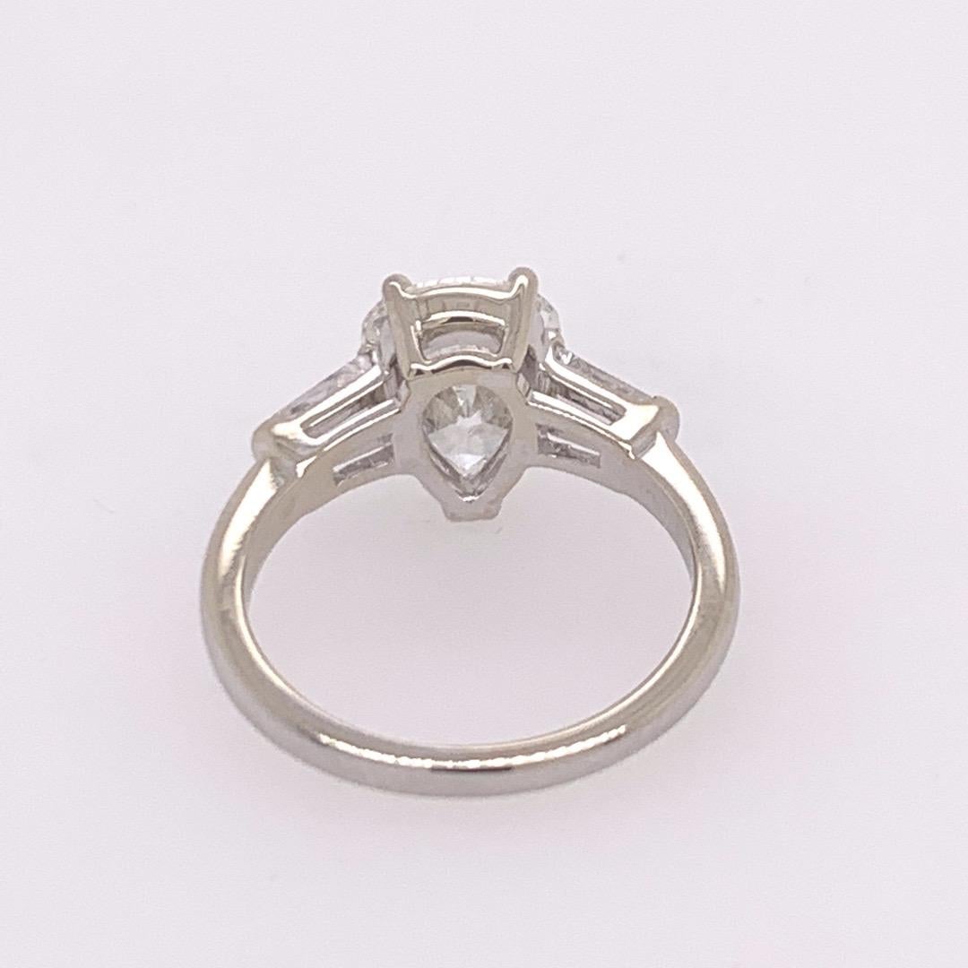 Modern Gold 2.40 Carat EGL Certified Natural Pear G SI1 Diamond Engagement Ring 1