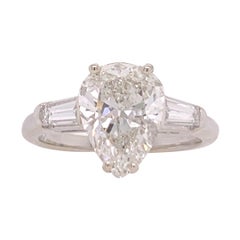 Modern Gold 2.40 Carat EGL Certified Natural Pear G SI1 Diamond Engagement Ring