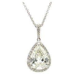 Modern Gold 2.55 Carat Certified Natural Pear Shape H VS2 Diamond Drop Pendant