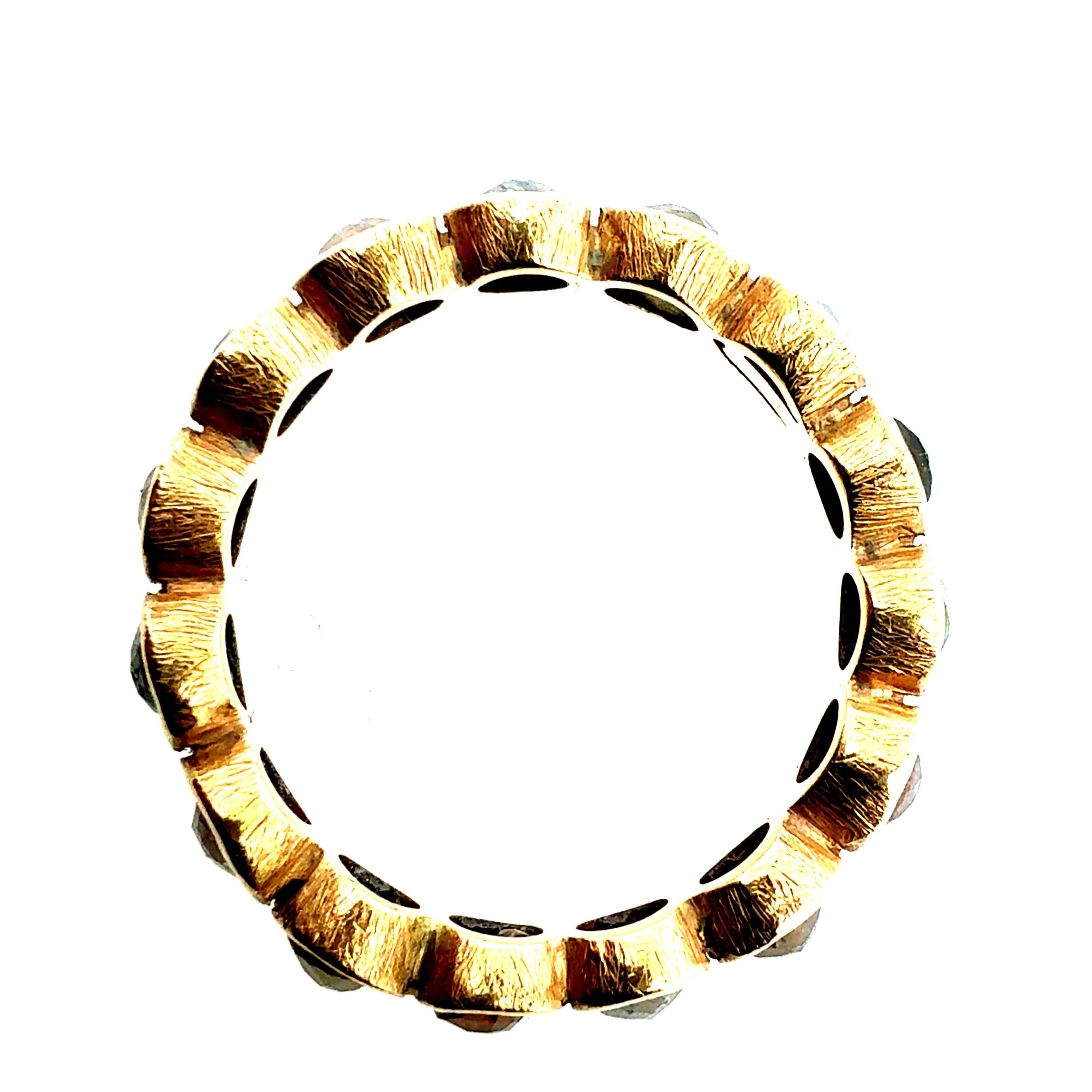 Women's Modern Gold 3 Carat Natural Multicolor Rose Cut Diamond Eternity Band For Sale
