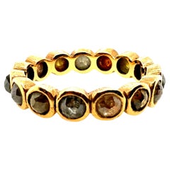 Modern Gold 3 Carat Natural Multicolor Rose Cut Diamond Eternity Band