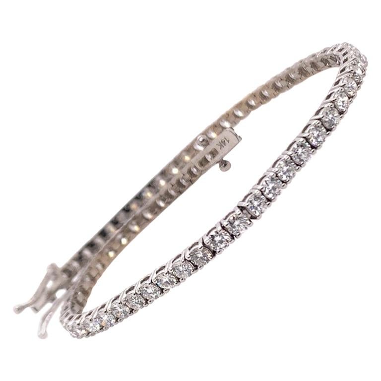 Modern Gold 3.50 Carat Natural Round Diamond Tennis Bracelet G Color VS-SI Gem