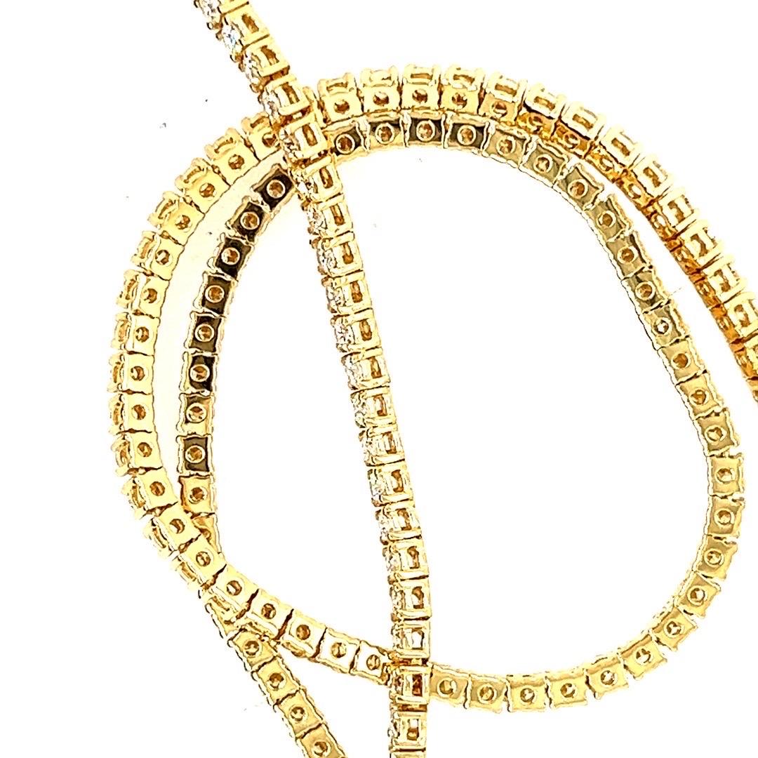 Collier tennis moderne en or avec diamants ronds brillants de 5,6 carats de couleur naturelle H VS Bon état - En vente à Los Angeles, CA