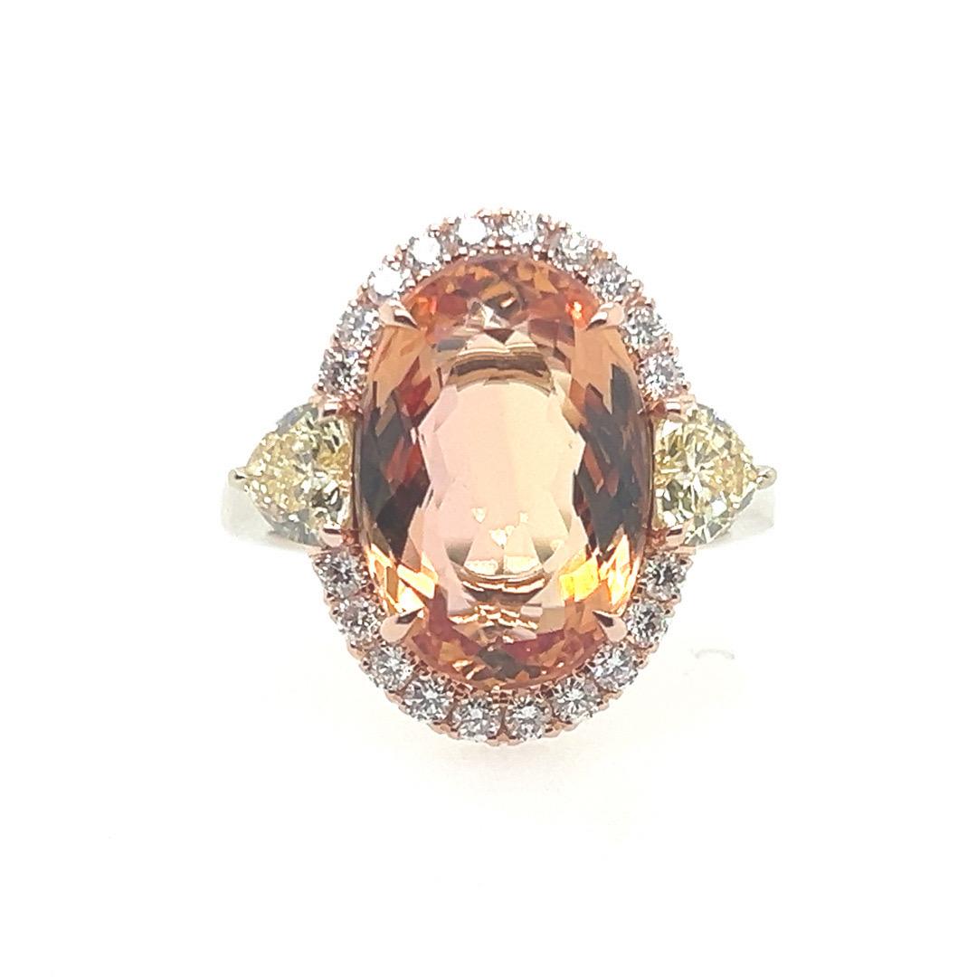 Oval Cut Modern Gold 6.91 Carat Natural Imperial Topaz & GIA Certified Fancy Yellow Ring For Sale