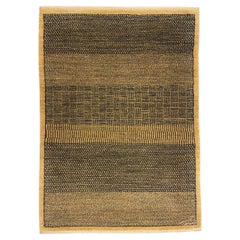 Moderner persischer Teppich aus goldener und schwarzer Wolle mit geometrischen Mustern, 2
 x 3
