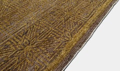 Modern Gold and Brown Starburst Patterned Wool Rug 9'5''x12'3''