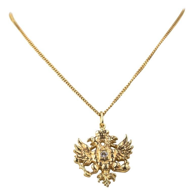 Russian Gold Diamond Romanov Eagle Pendant by Marie Betteley 1