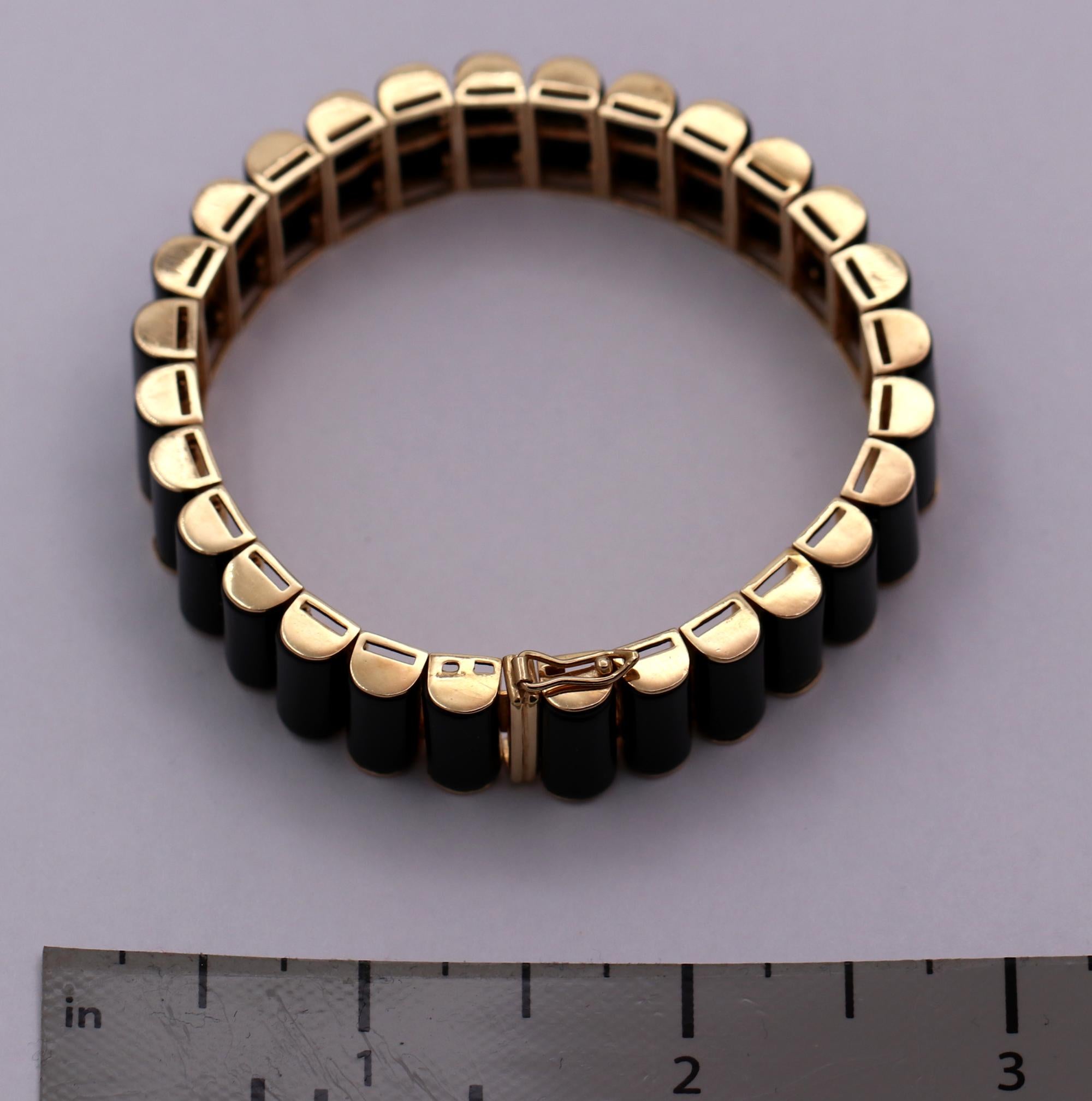 Women's Modern Gold and Onyx Bracelet
