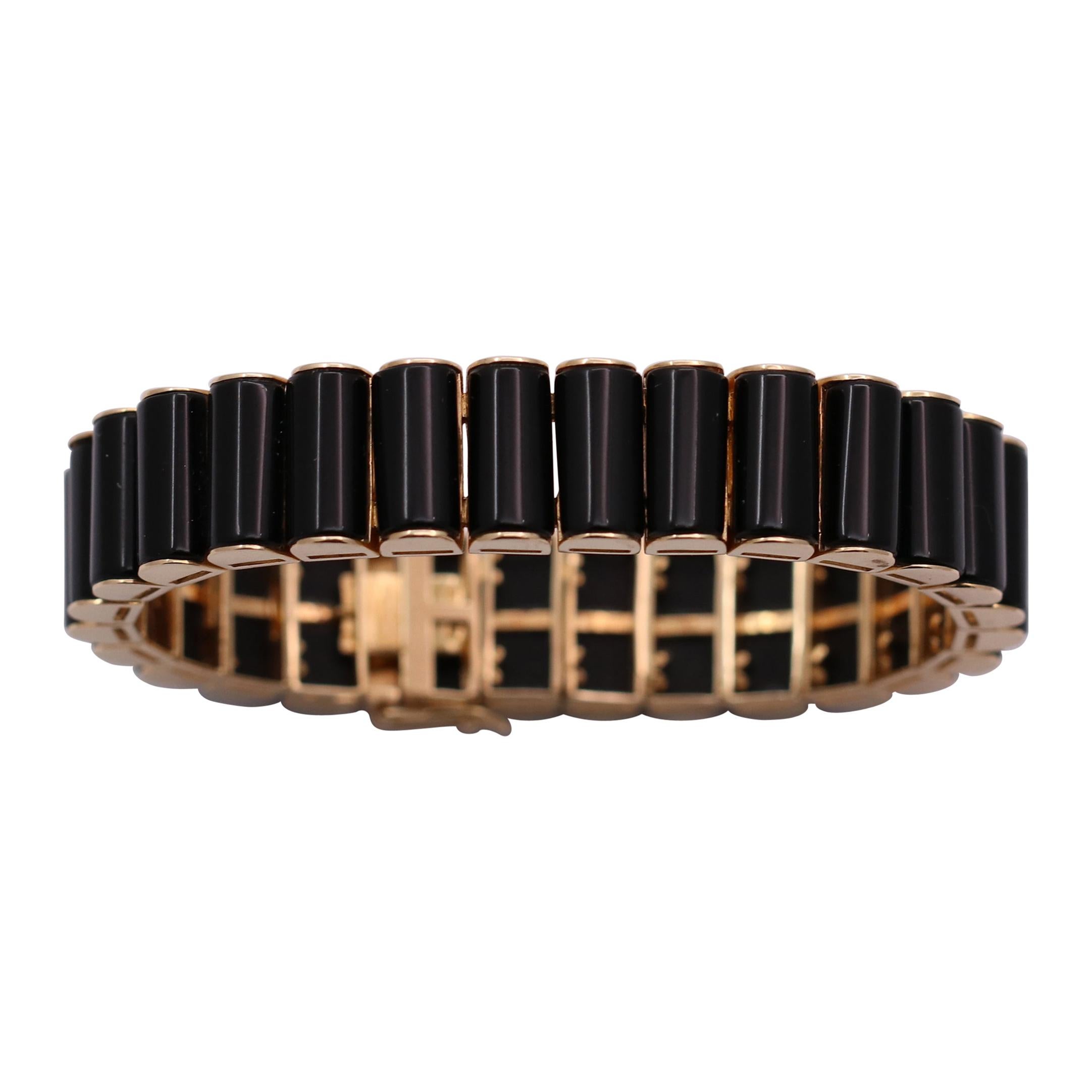 Modern Gold and Onyx Bracelet