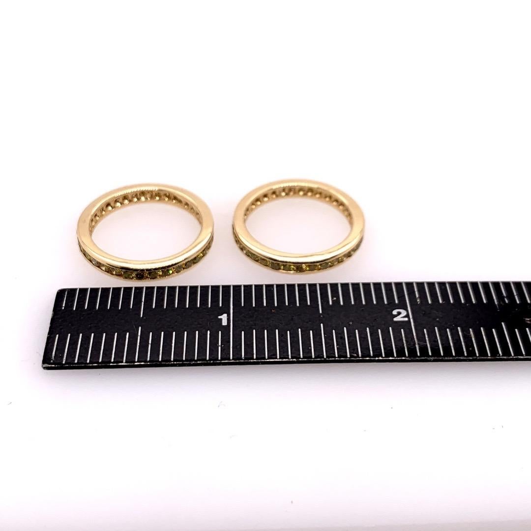 Modern Gold Band Pair 3.40 Carat Natural Intense Yellow Diamond Engagement Ring For Sale 2