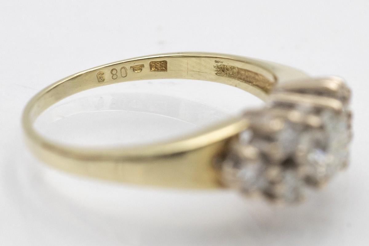 Modern gold band ring with diamonds, Poland. In Good Condition For Sale In Chorzów, PL