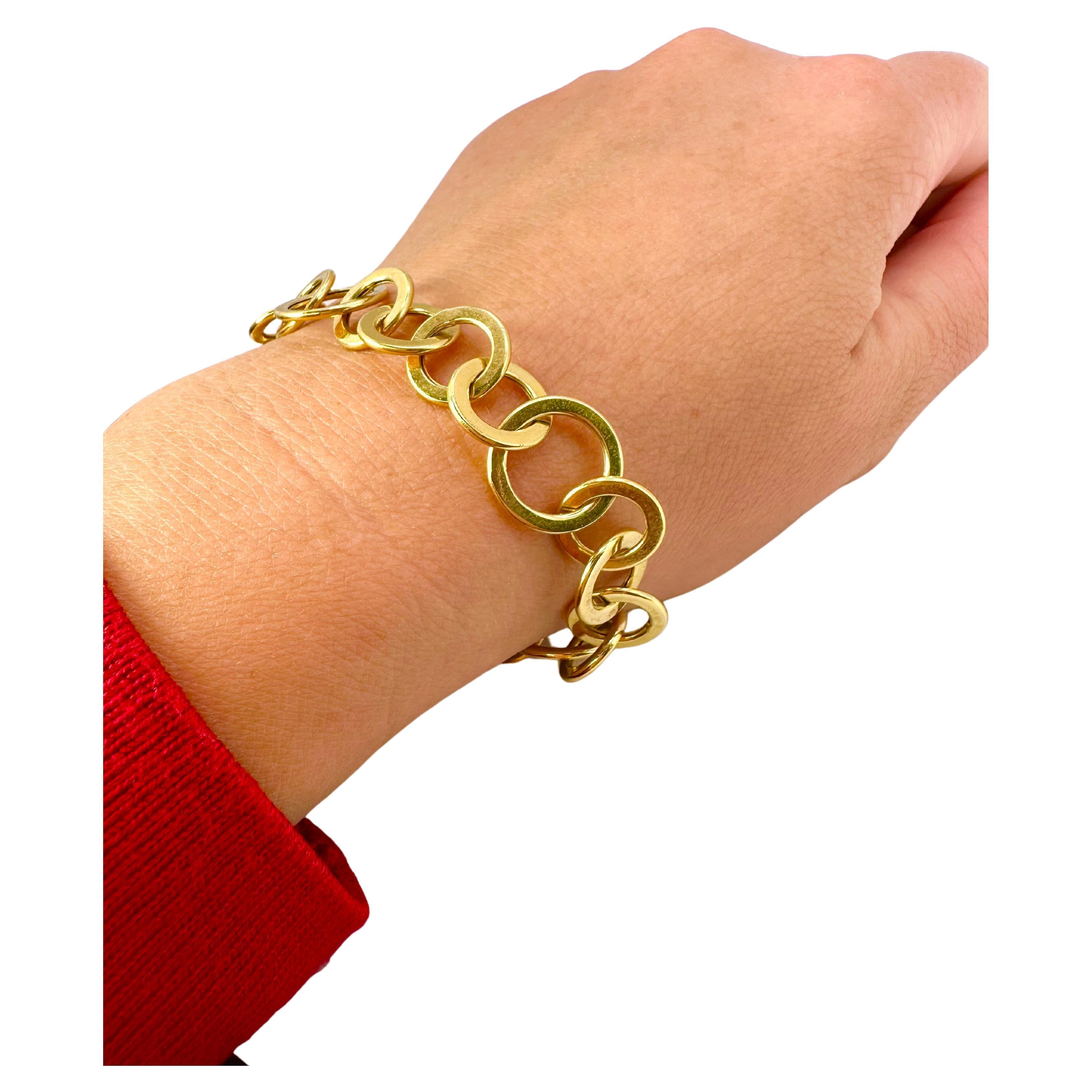 Hidden Clasp Open Oval Links High Karat Gold Chain Bracelet, Roule and