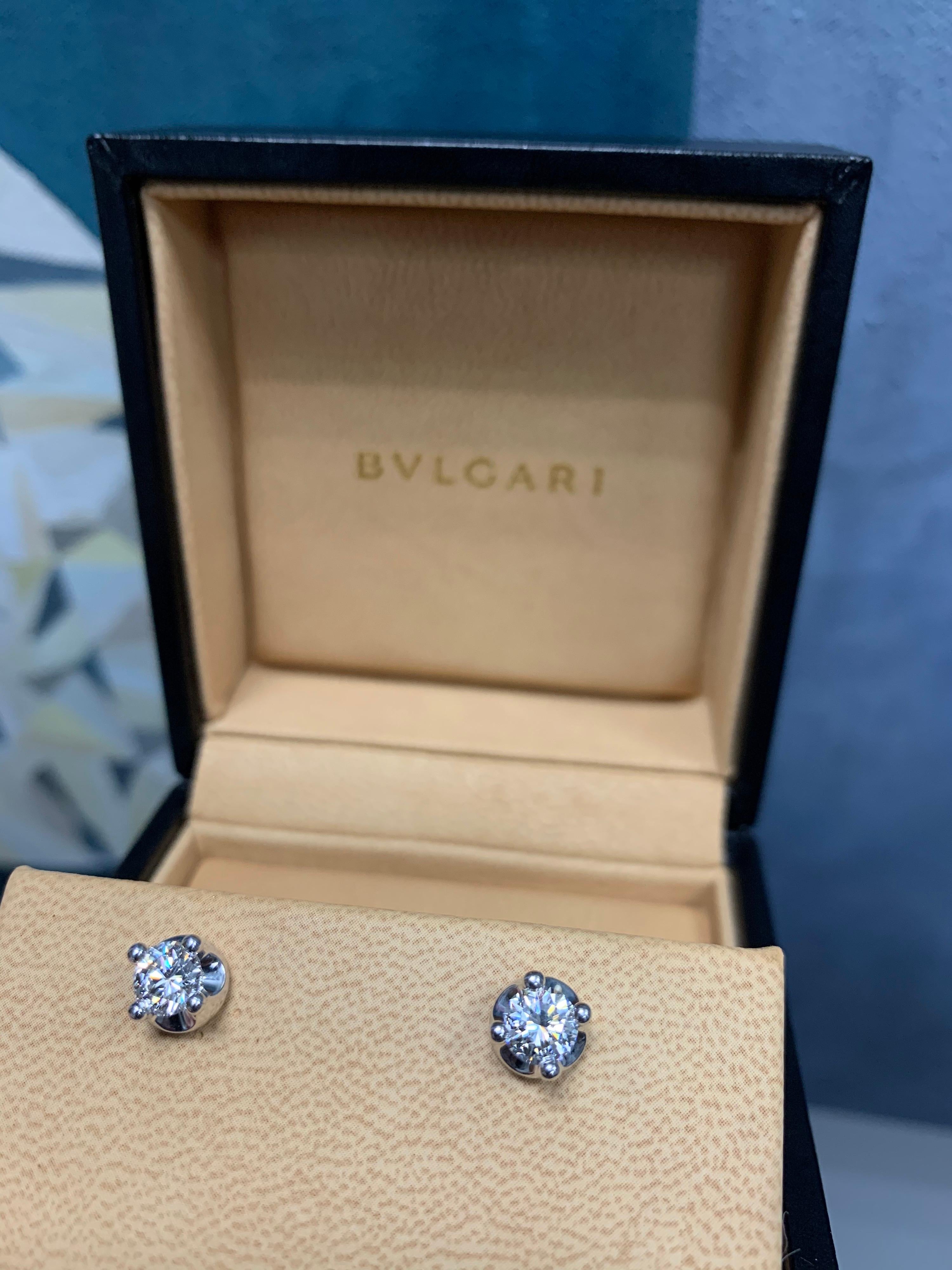 Modern 18k Gold BULGARI 1.40 Carat GIA Certified Natural D Color VS Diamond Earrings.

Original Box & Papers included.