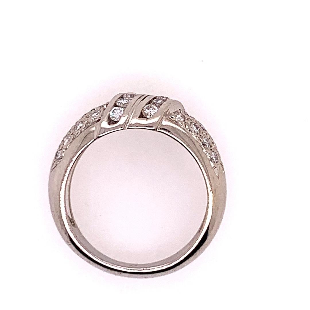 Women's Modern Gold Cocktail Band 1 Carat Natural Colorless Diamond Gem Ring, circa 1980 For Sale