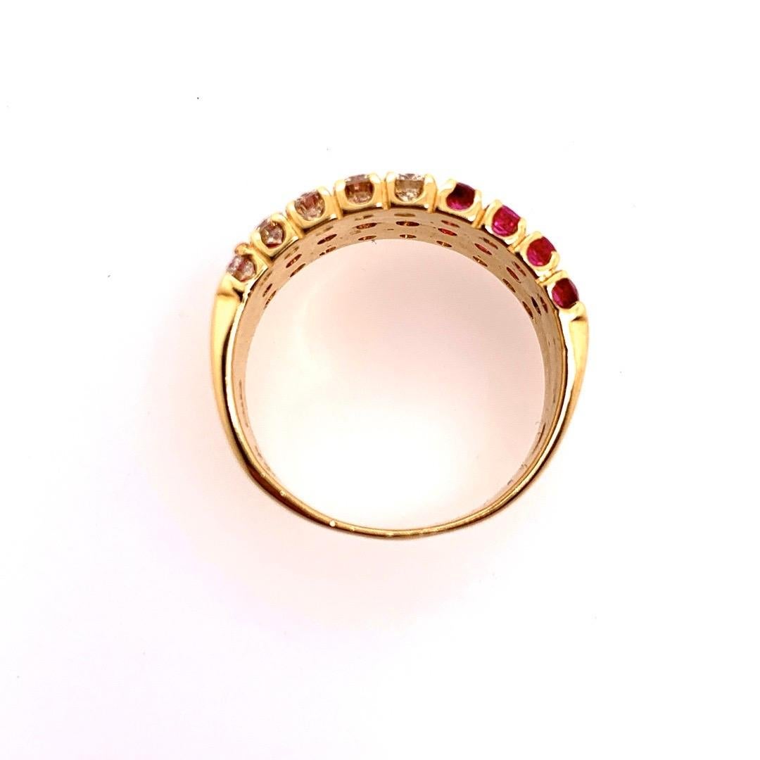 Modern Gold Cocktail Band 1.50 Carat Natural Ruby Gem Stone & Diamond circa 1980 In Good Condition For Sale In Los Angeles, CA