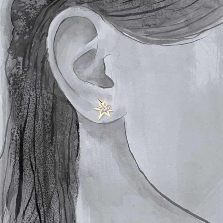 The Modernity Diamond Earrings Studs - fait à la main en or jaune 18K Neuf - En vente à London, GB