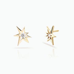 Pendientes modernos de oro con diamantes - Hechos a mano en oro amarillo de 18 quilates