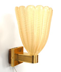 4 Italian Murano Gold Dusted Glass Wall Sconces