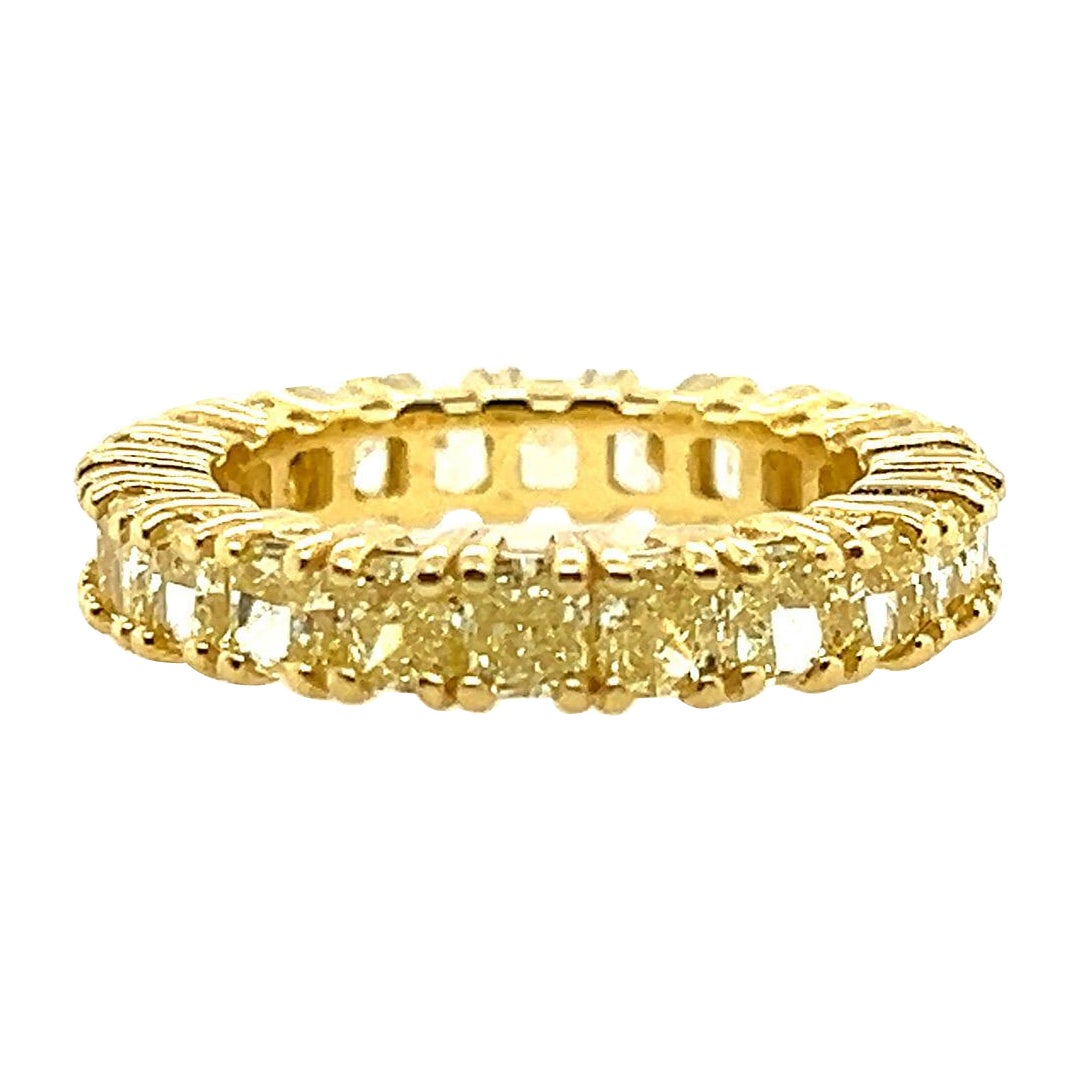 Bague de fiançailles moderne en or jaune intense de 3 carats certifiée par le GIA