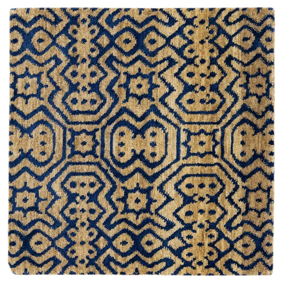 Orange Modern Handmade Geometric Custom Wool Rug For Sale at 1stDibs