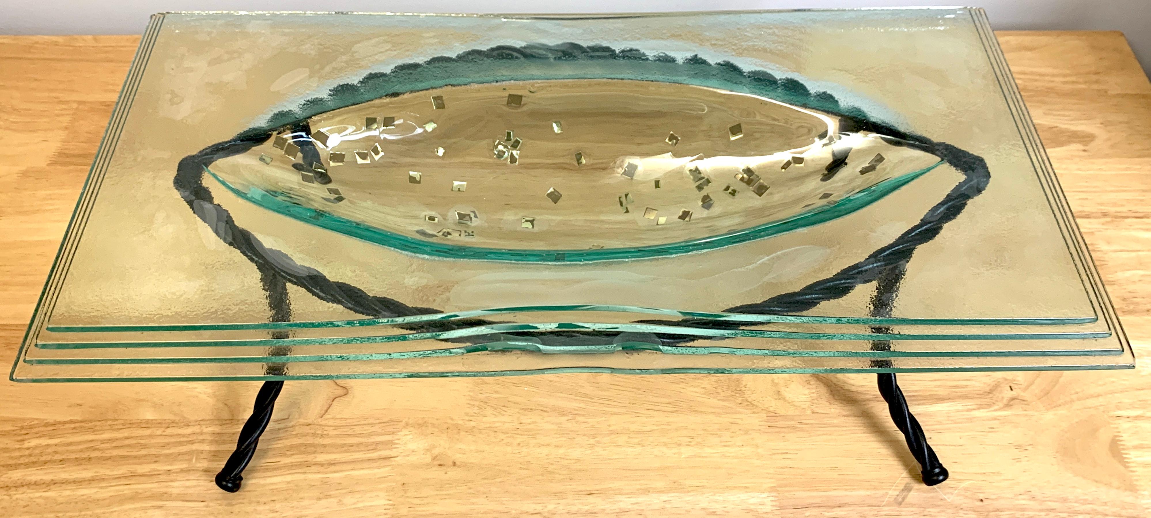 Mid-Century Modern Modern Gold Infused Glass Centerpiece by Tony Evans