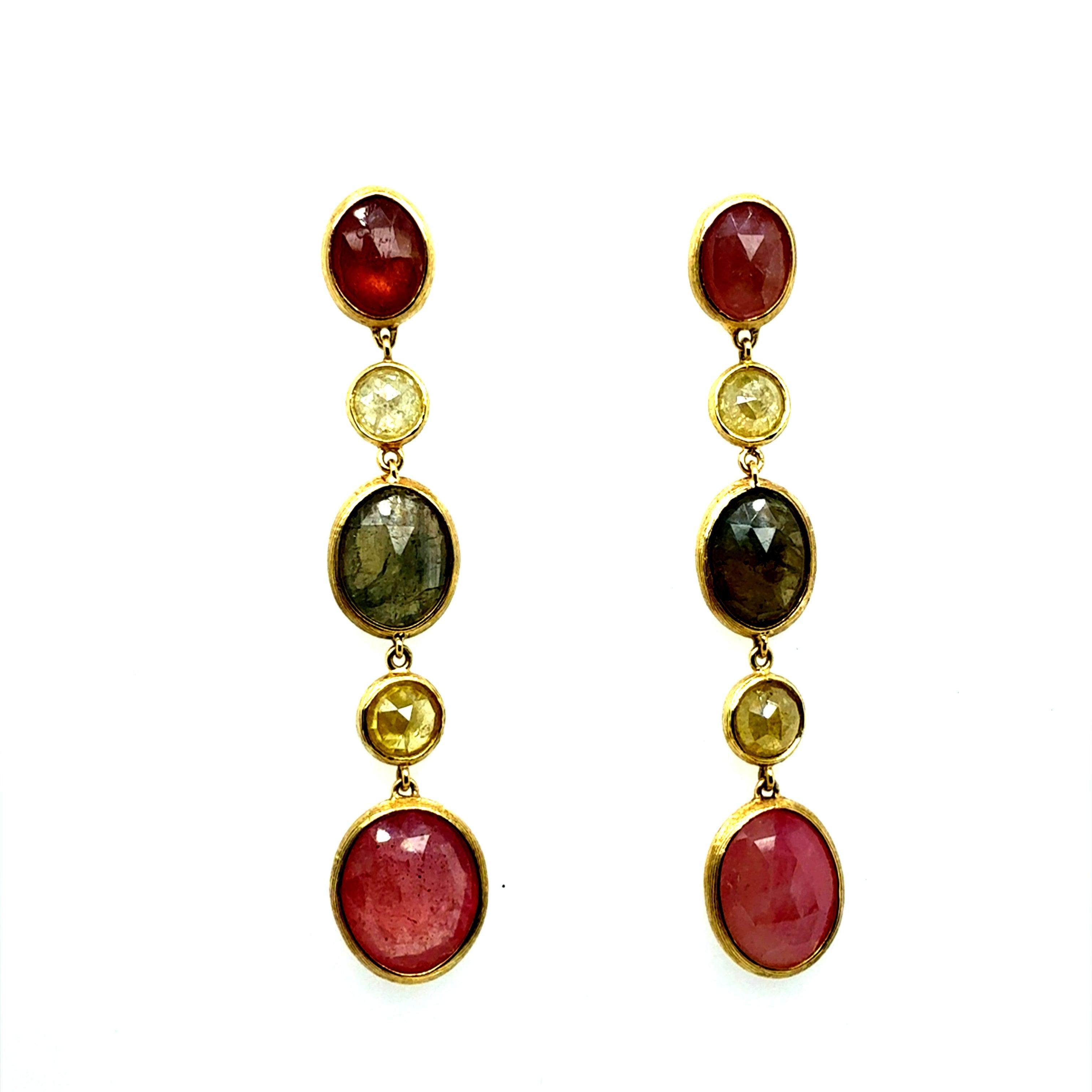 Pendientes modernos de oro italiano diamante natural rosa multicolor Marco BICEGO Corte rosa en venta