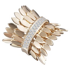 Modern Gold Kinetic Double Petal Gold Diamond Cocktail Ring