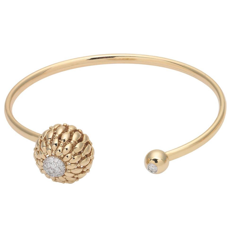 Modern Gold Kinetic Flower Twist Diamond Flexible Bracelet Bangle For Sale